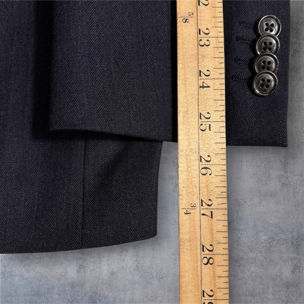 LANDS END Mens Navy Blazer Sport Coat 2-Button Casual Jacket 44R 100% Wool